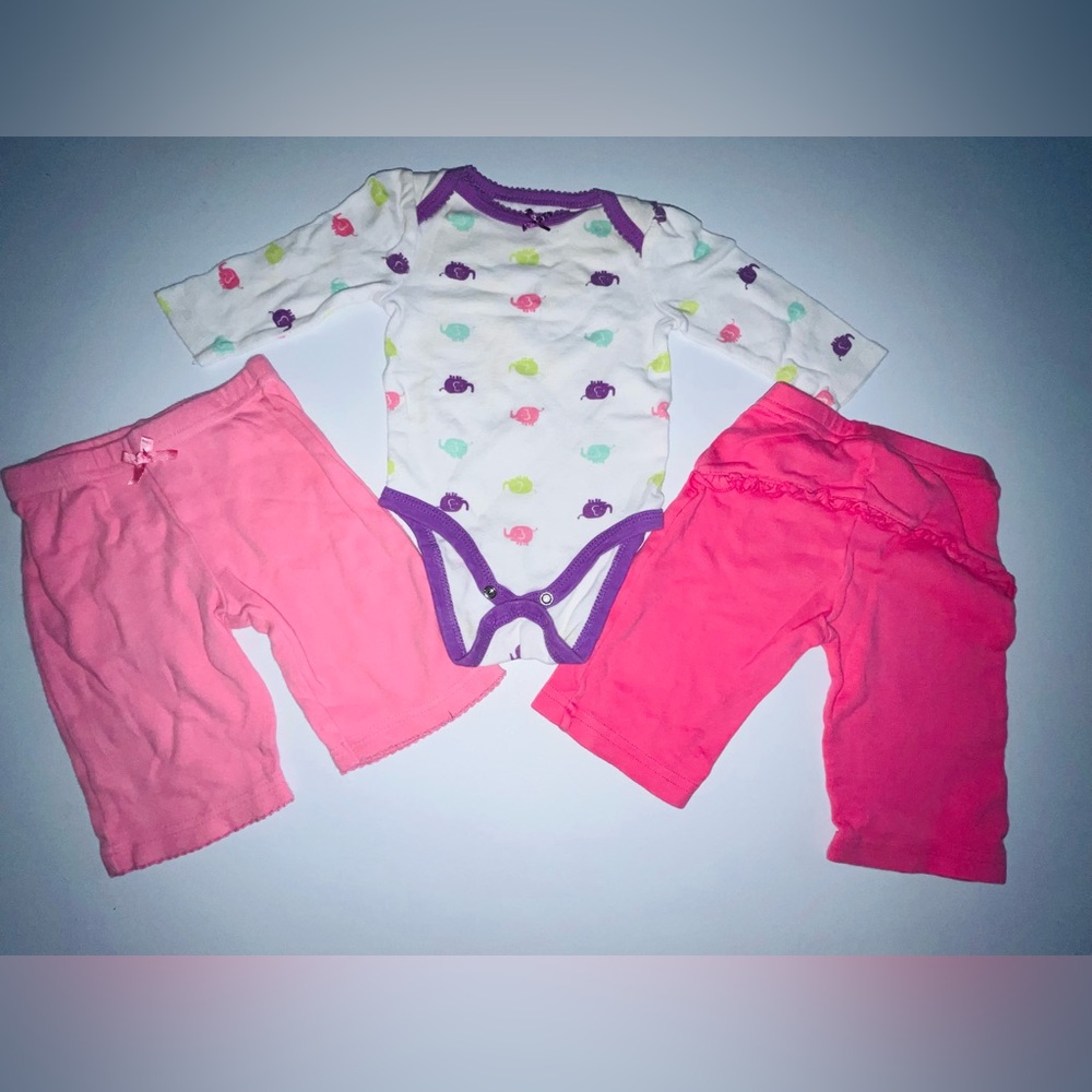 # 8 LOT Baby Girl Bundle Of 3 Clothes Pink/wht Items Circo, Carters, Faded Glory